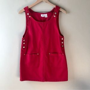 XHILARATION Vintage Red Denim Pinafore Dress